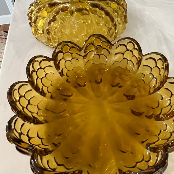 Cracker Barrel Amber glass 2 piece candy dish - Picture 9 of 13